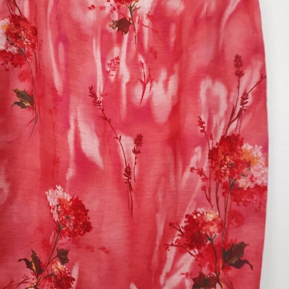 Lafayette 148 Linen/Silk Floral Pink Pencil Skirt Size 14 - Picture 8 of 10